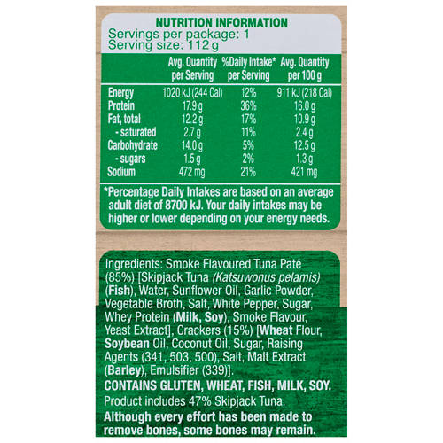 Nutrients 1, Smoke Flavoured Tuna Pate Treats with Crackers 112g