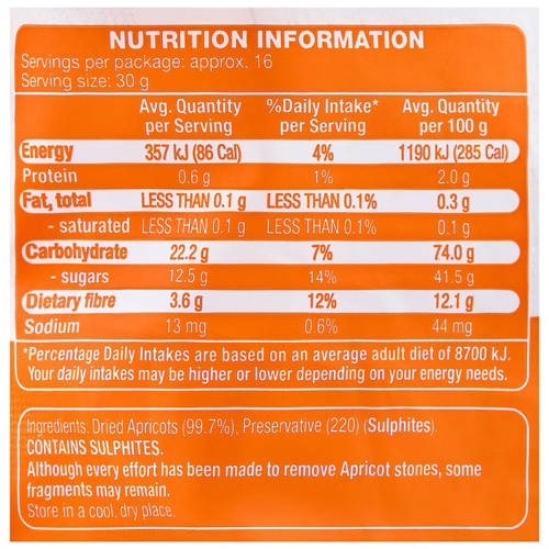 Nutrients 1, Dried Apricots 500g