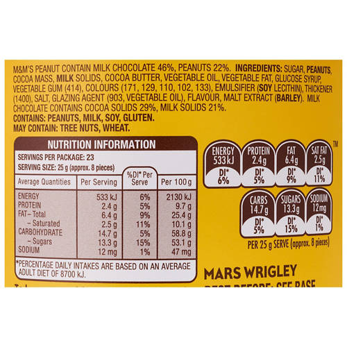 Ingredients 1, M&M's Peanut Bucket 575g