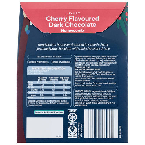 Front shot 3, Gourmet Honeycomb Dark Chocolate Cherry 100g