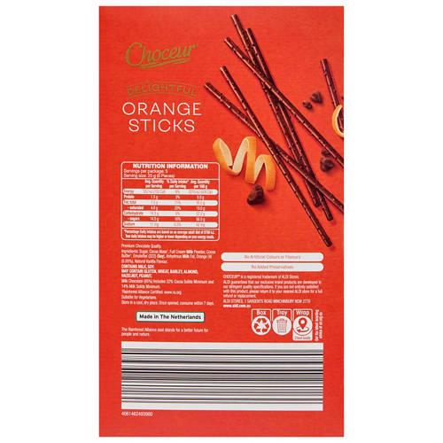 Front shot 3, Fine Chocolate Sticks Milk Orange 125g