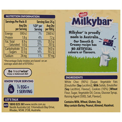 Nutrients 1, Milkybar Cookie Chunks Loaded Eggs 200g