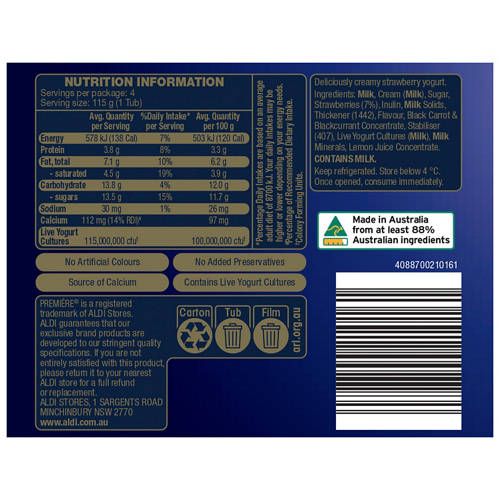 Nutrients 1, Strawberry Greek Style Yogurt 4 Pack 115g