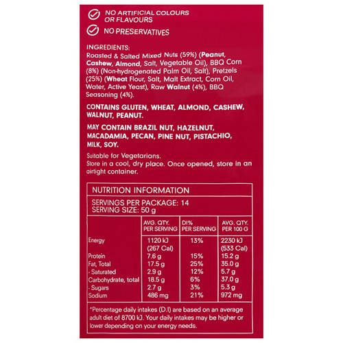 Ingredients 1, BBQ Infused Entertainers Mix 700g