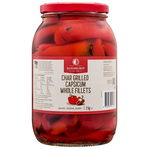 Front shot 2, Chargrilled Capsicum Whole Fillets 2kg