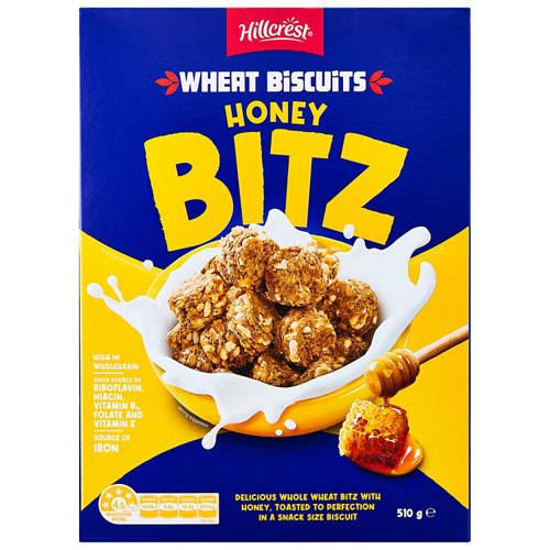 Front shot 2, HILLCREST, Wheat Biscuit Bites 510g, Honey