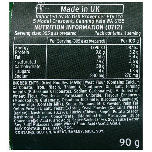 Ingredients 1, Chicken & Mushroom Flavoured Pot Noodle 90g