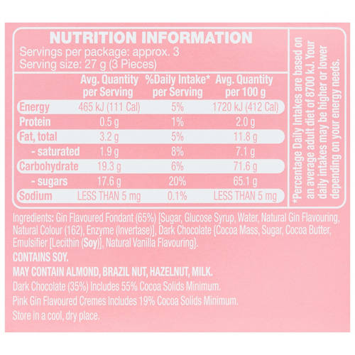 Nutrients 1, Pink Gin Delightful Cream Fondants 90g