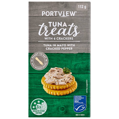 Front shot 2, Mayo With Cracked Pepper Tuna Treat with Crackers 112g