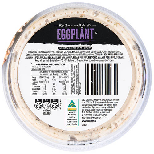 Front shot 3, Eggplant Mediterranean Style Dip 200g