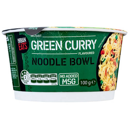 Front shot 2, Green Curry Flavoured Noodle Bowl 100g