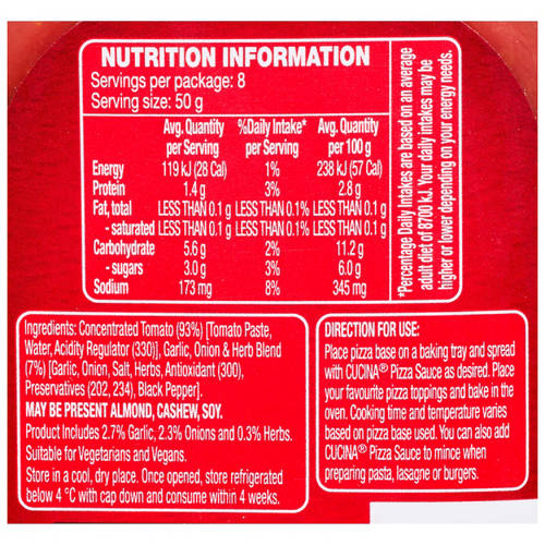 Nutrients 1, Pizza Sauce 400g