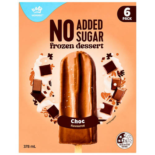 Front shot 2, No Added Sugar Frozen Dessert Choc 6pk 378ml
