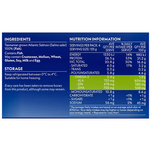 Nutrients 1, Fresh Tasmanian Salmon Side Skin On 500g