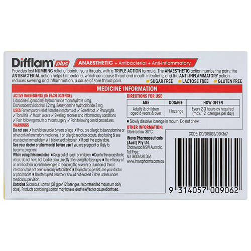 Front shot 3, Anaesthetic Lozenges 16 Pack