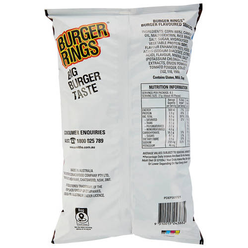 Front shot 2, Burger Rings Party Bag 220g
