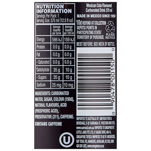 Nutrients 1, Jarritos Mexican Cola Soda 370ml