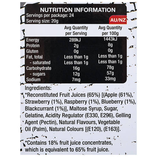 Nutrients 1, Assorted Fruit Snacks Spiderman 24 Pack 480g