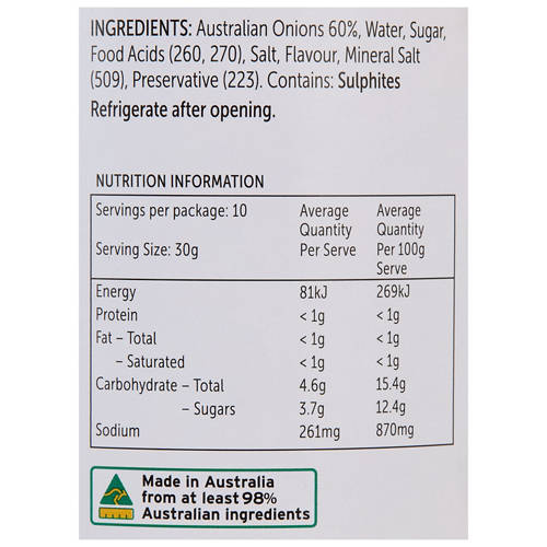 Ingredients 1, Australian Pickled Onions 520g