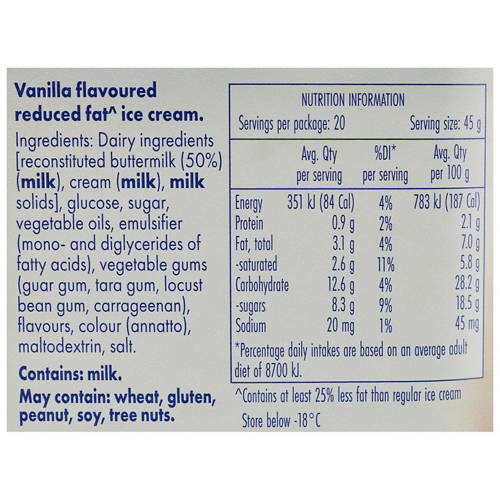 Ingredients 1, Blue Ribbon Classic Vanilla 2L