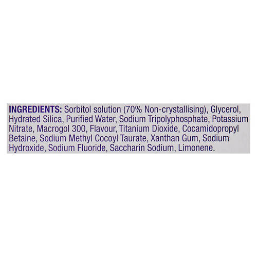 Ingredients 1, Sensitive Total Care Toothpaste 110g