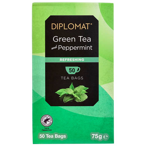 Front shot 2, Green Tea Mint 50 Tea Bags 75g