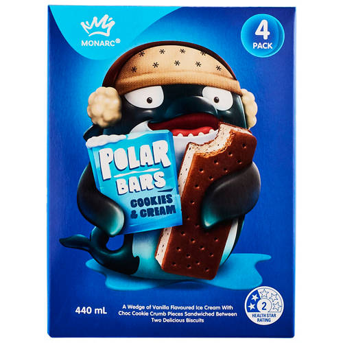 Front shot 2, Polar Bars Choc Vanilla 4 Pack 440mL