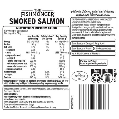 Nutrients 1, Cold Smoked Salmon 100g