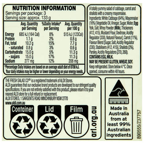 Nutrients 1, Coleslaw Salad 400g