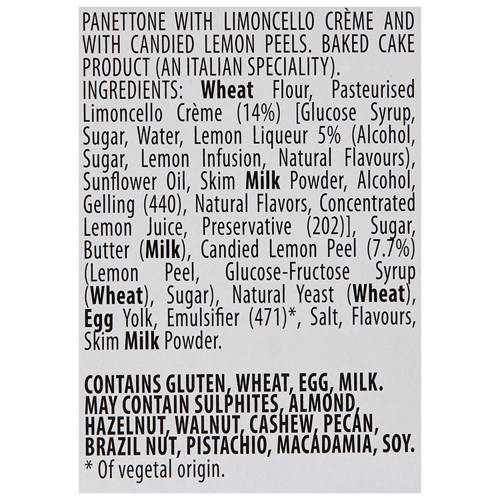 Ingredients 1, Limoncello Panettone 750g