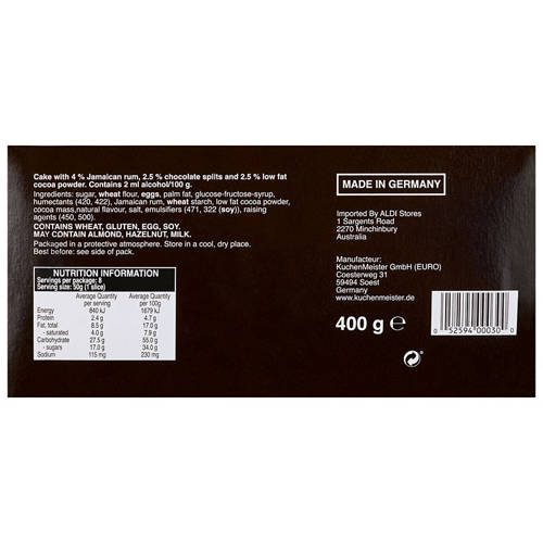 Front shot 3, Liqueur Cake Rum 400g