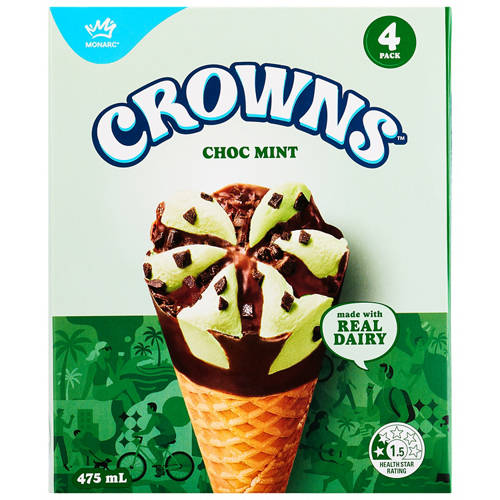 Front shot 2, Choc Mint Cones 4 Pack 475ml