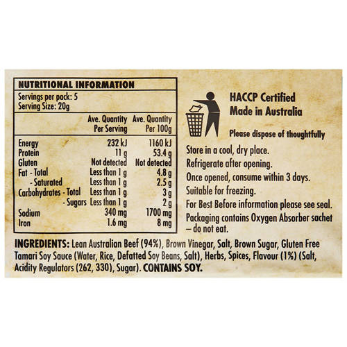 Nutrients 1, Sea Salt & Vinegar Chilli Cured and Air Dried Beef Slices 100g