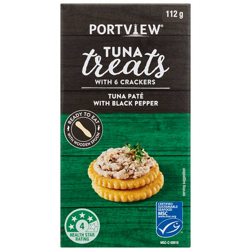 Front shot 2, Tuna Pate With Black Pepper Treats with Crackers 112g