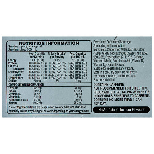 Nutrients 1, Flying Power Energy Drink Cola 4 Pack 500ml