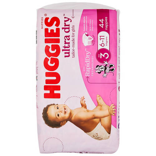 Front shot 3, Crawler Nappies 44 Pack Girls