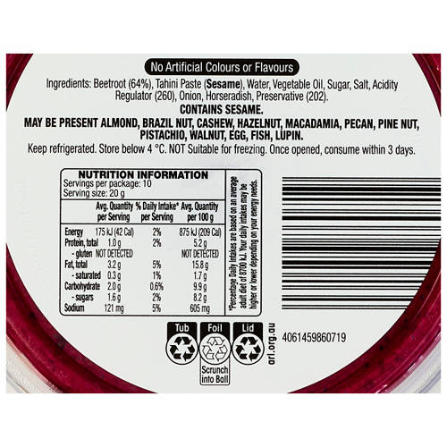 Nutrients 1, Roasted Beetroot Dip 200g