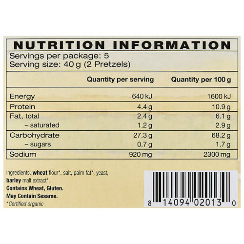 Nutrients 1, Large Pretzels 200g