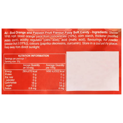 Ingredients 1, Gourmet Gummies Blood Orange & Passion Fruit 140g