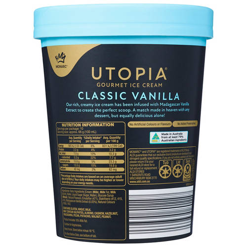 Front shot 3, Classic Vanilla Ice Cream 1L