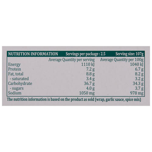 Nutrients 1, Garlic Shawarma Kebab Wrap Kit 268g