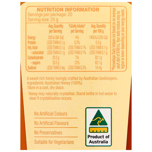 Nutrients 1, Australian Honey 500g