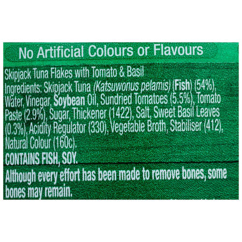 Ingredients 1, Tomato & Basil Tuna 95g
