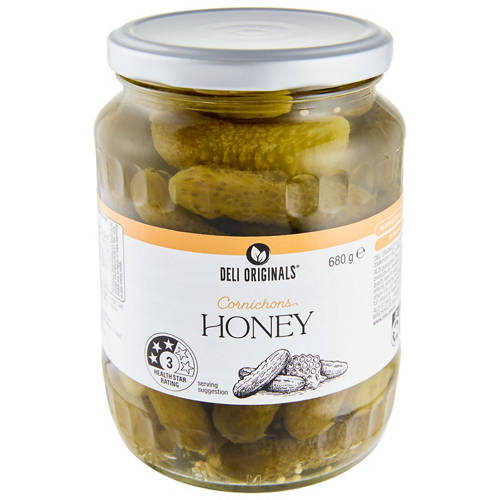 Front shot 1, Honey Cornichons 680g