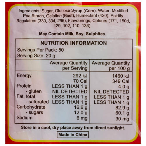 Ingredients 1, Sour Candy Mix 1kg