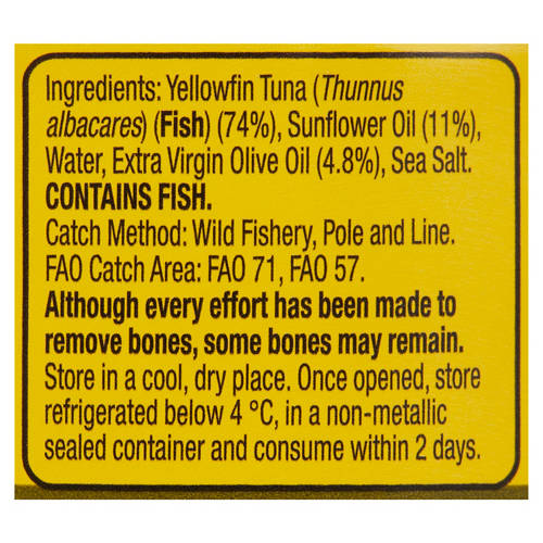 Ingredients 1, Yellowfin Tuna Italian Style in Oil 95g