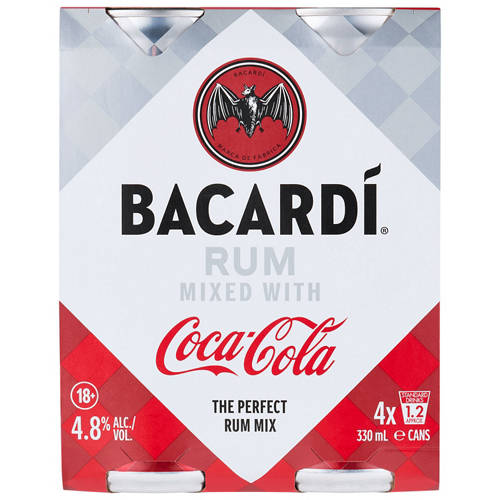 Front shot 2, Rum and Coca Cola Cans 4 Pack 330ml