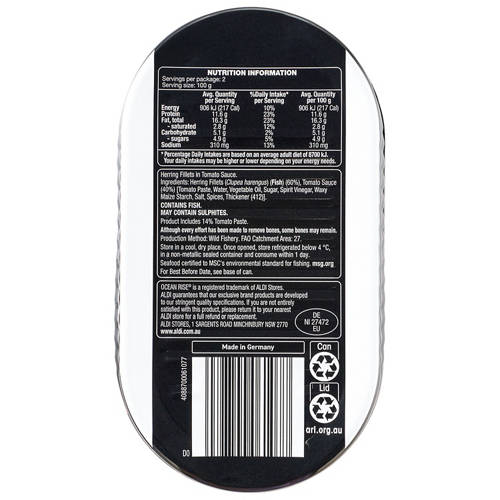 Front shot 3, Herring Fillets in Tomato Sauce 200g