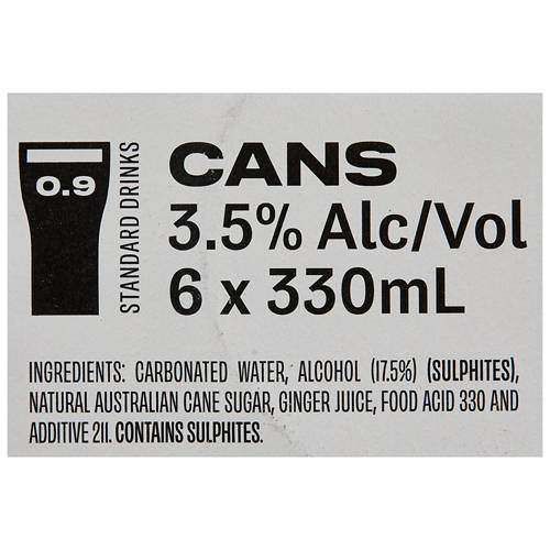 Ingredients 1, Ginger Beer 300ml 6 Pack