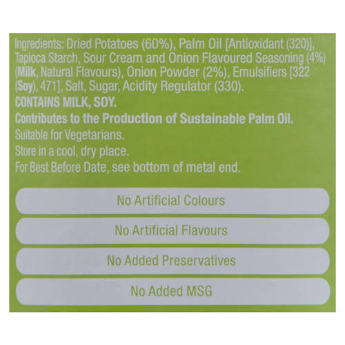 Ingredients 1, Snack Stack Chips Sour Cream & Onion Flavour 160g